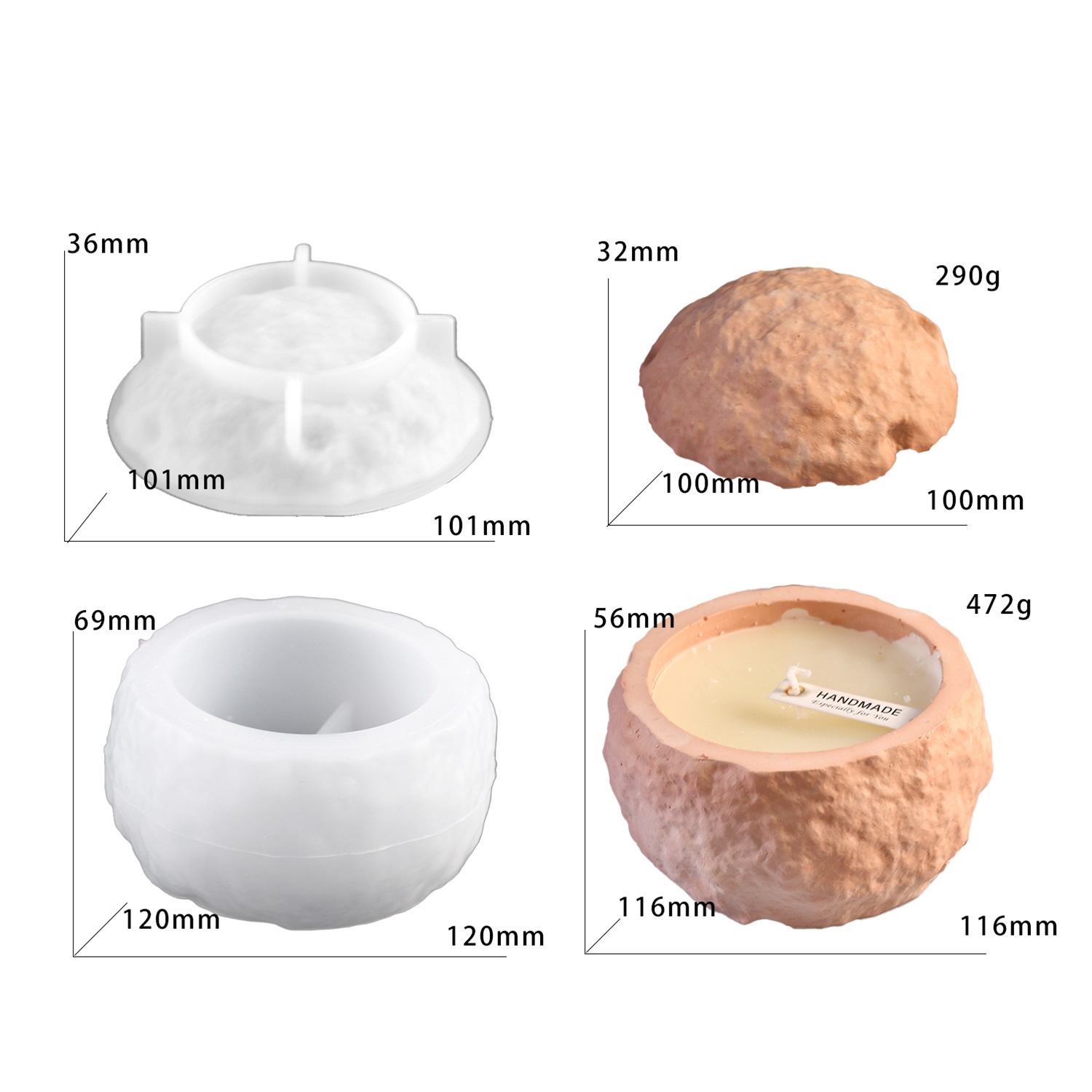 Ceramic Candle Vessel - DIY resin mold space series moon