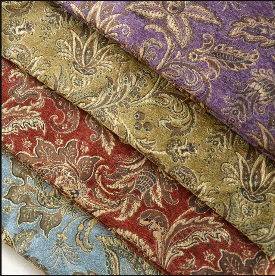 Interior Design Home - Chenille Classical Jacquard Fabric Flower Striped