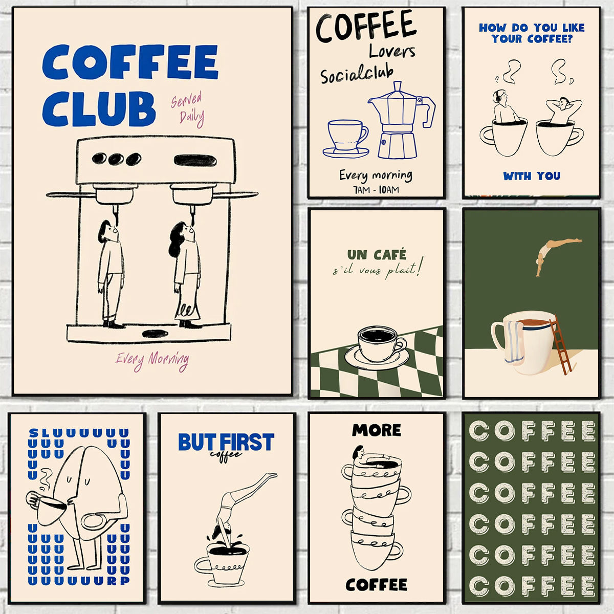 Interior Design Kitchen - Abstract Funny Coffee Club Series Canvas