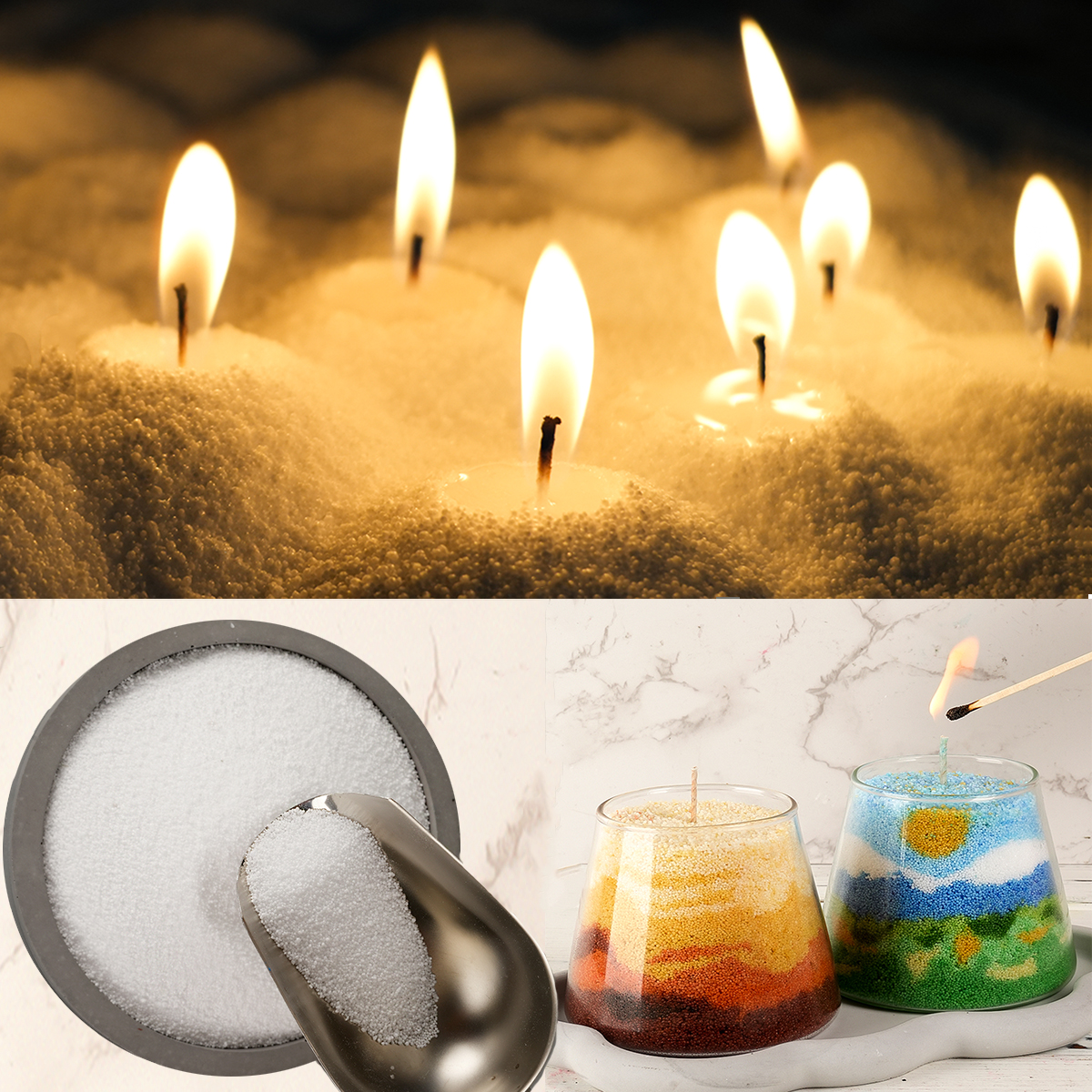 Ceramic Candle Vessel - 500g/1000g White Sand Wax Ice Flower