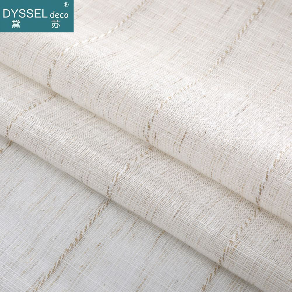 Linen Curtain Eyelet - Elegant Natural Linen Stripe Slub Tulle