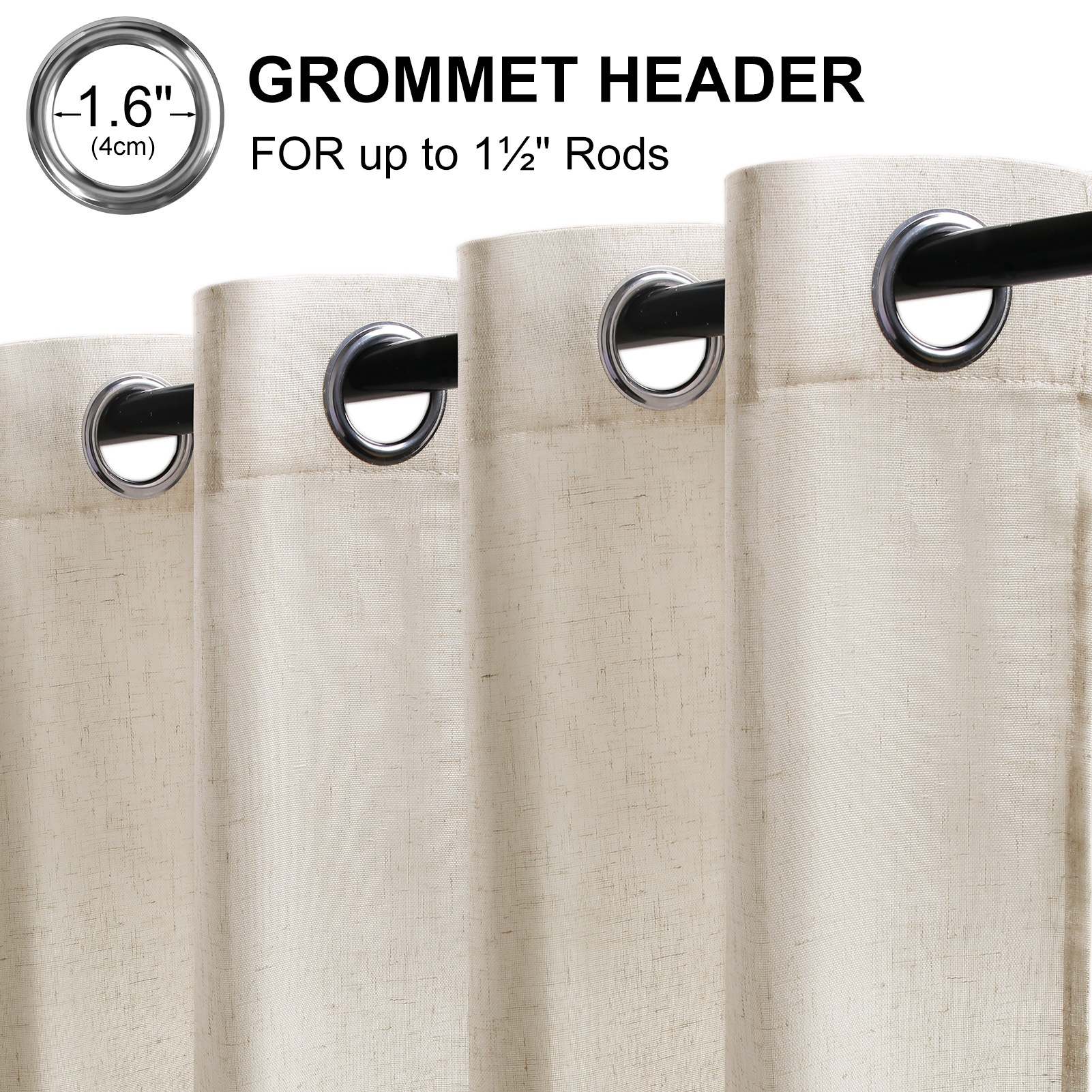 Beige Voile Curtains 2 Panels  - مراجعة Linen Curtain Eyelet وسعره