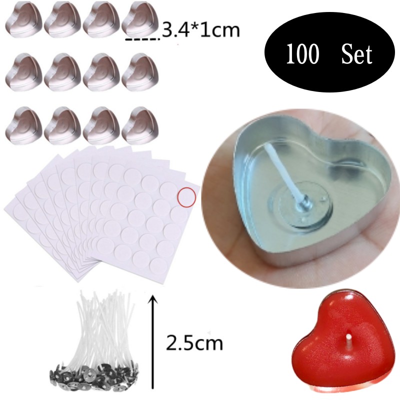 100 Sets Heart shaped Empty Al - مراجعة Ceramic Candle Vessel وسعره