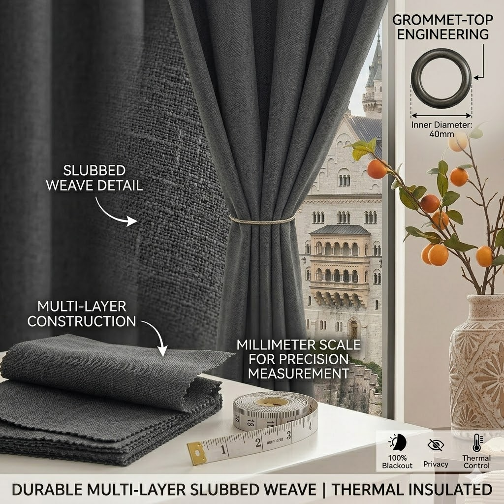 Jinchan Single Panel Faux Line - مراجعة Linen Curtain Eyelet وسعره