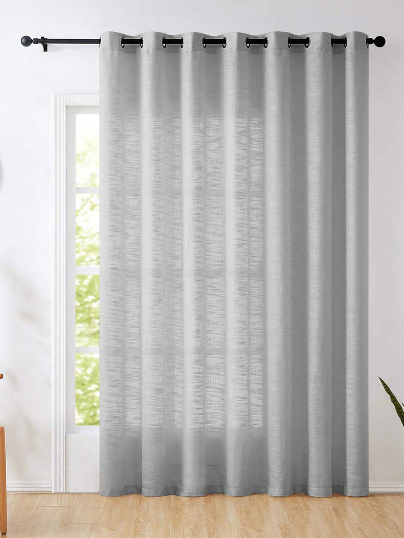 Grey Polyester Linen Texture S - مراجعة Linen Curtain Eyelet وسعره