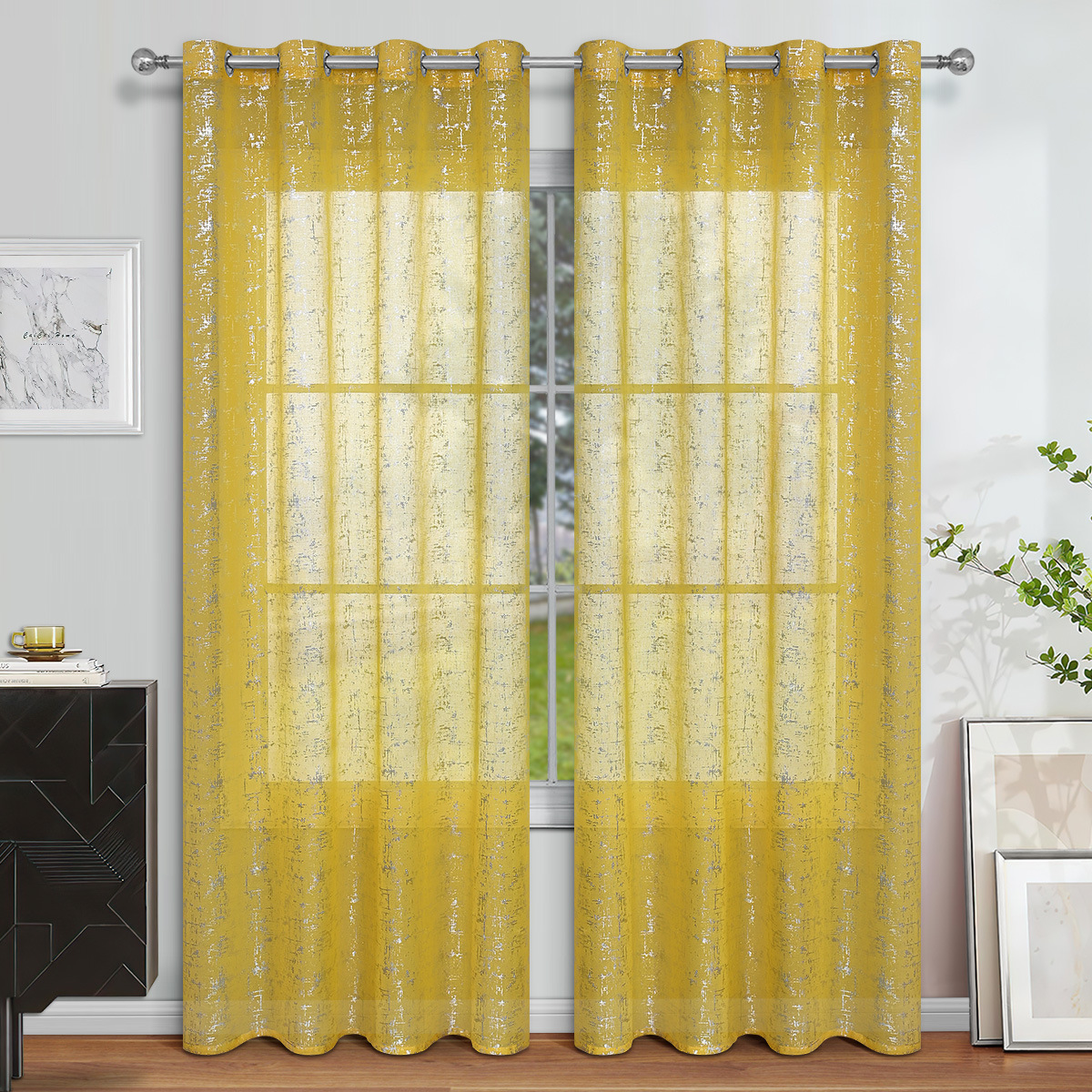 Curtain Silver Printed Grommet - مراجعة Linen Curtain Eyelet وسعره