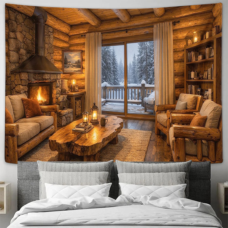 Cozy Wooden Cabin Fireplace In - مراجعة Interior Design Home وسعره