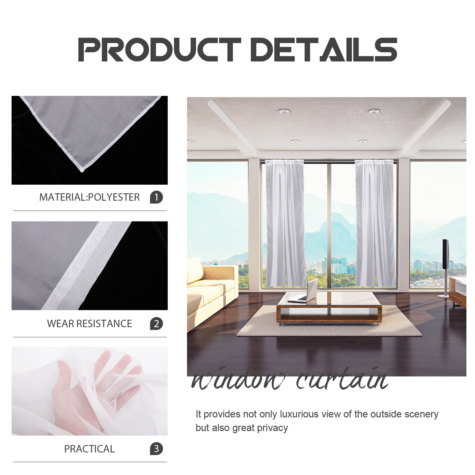 2Pcs Window Curtain Sheer Curt - مراجعة Interior Designer وسعره