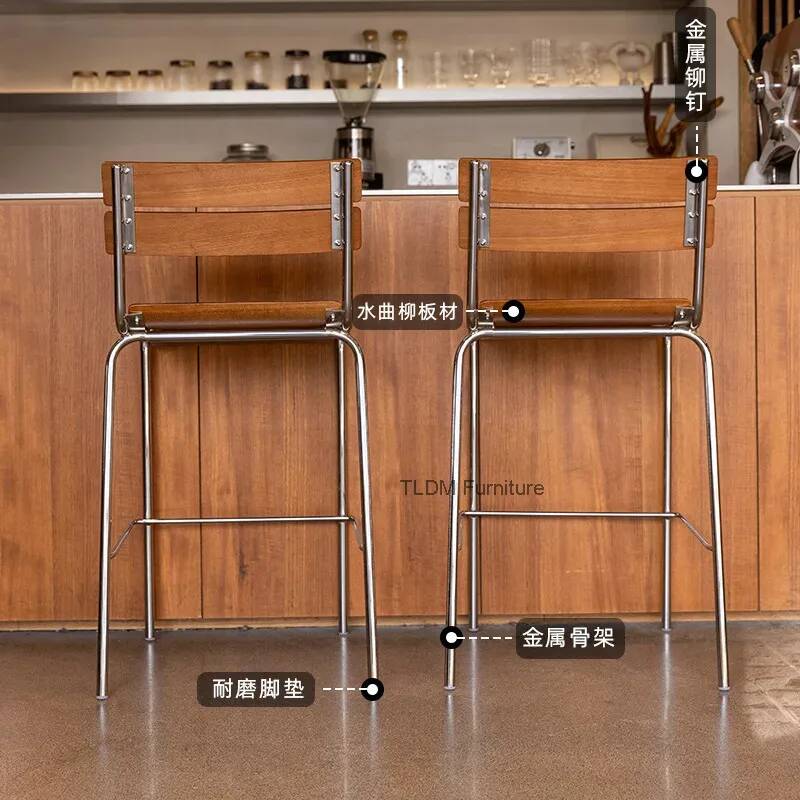 Wooden Light Luxury Bar Chairs - مراجعة Interior Design Of Cafe وسعره