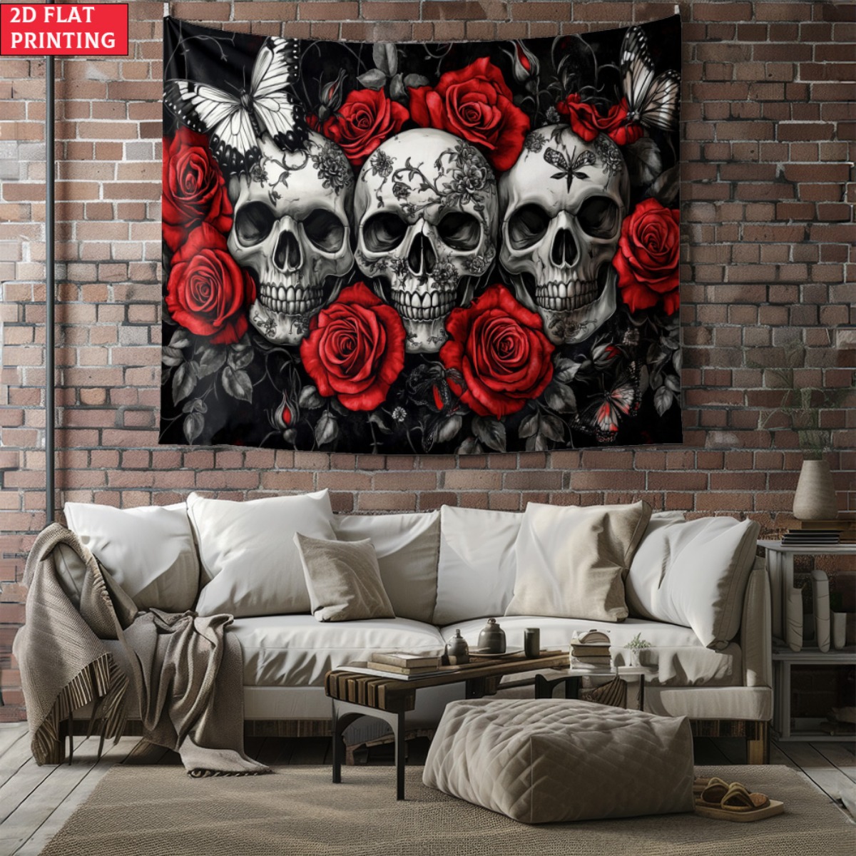 unframed Skull and Roses Gothi - مراجعة Interior Design Home وسعره