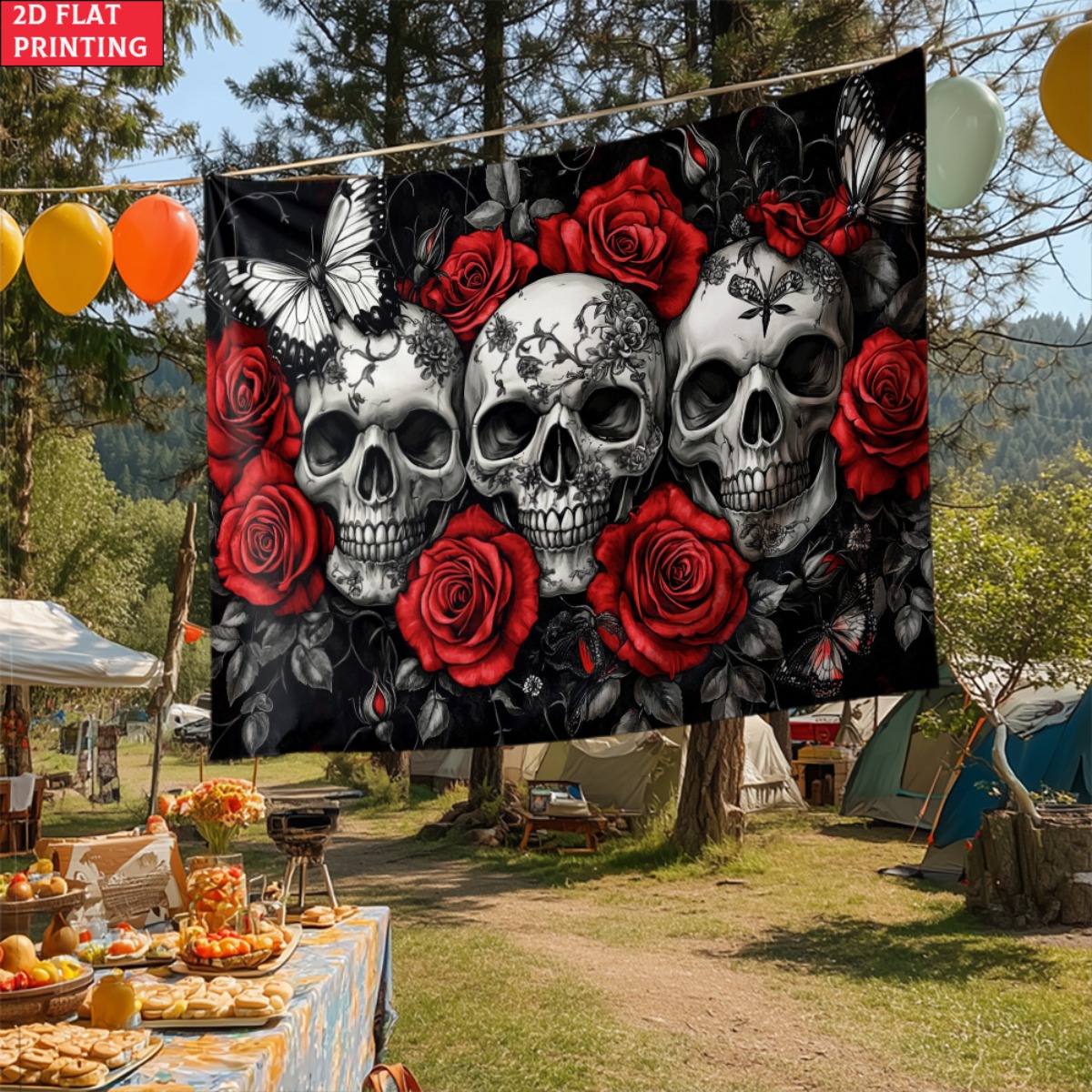 unframed Skull and Roses Gothi - مراجعة Interior Design Home وسعره