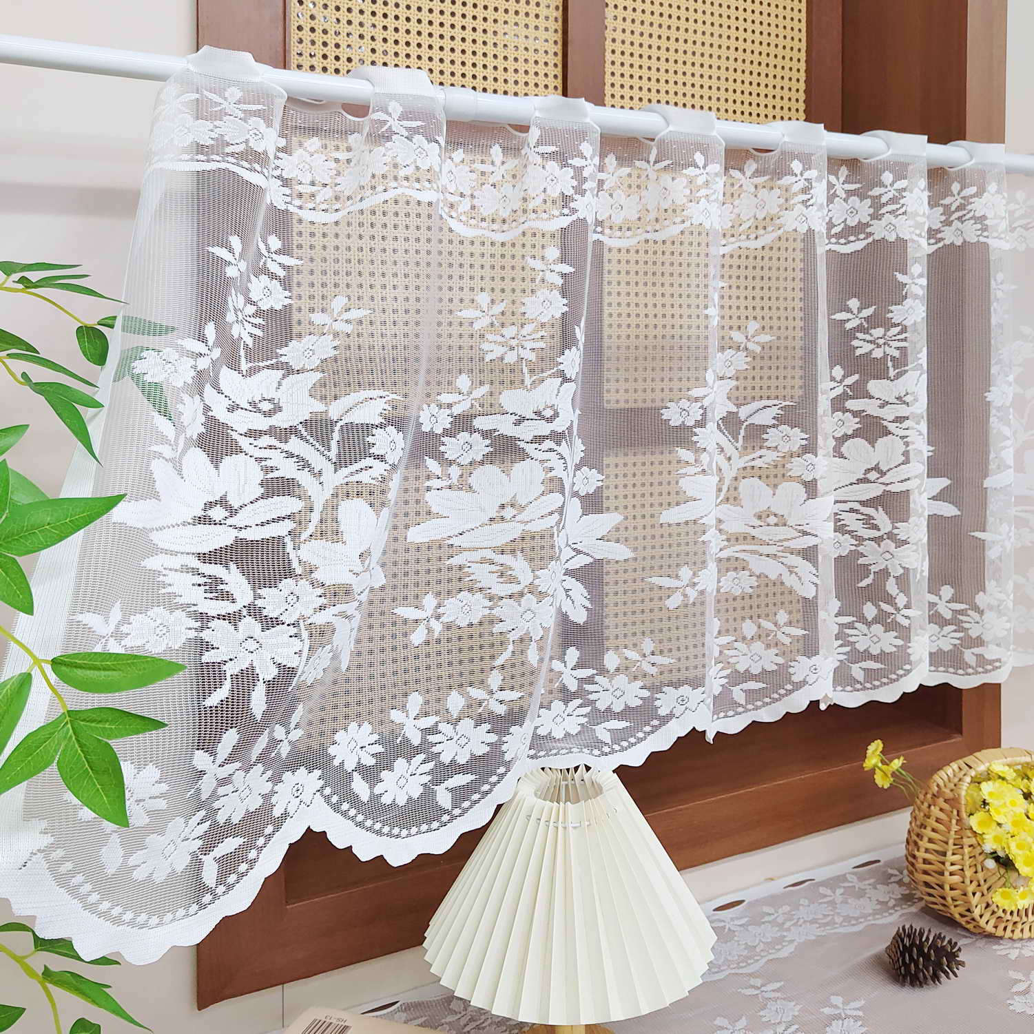 Jacquard Lace Short Curtain Ey - مراجعة Linen Curtain Eyelet وسعره