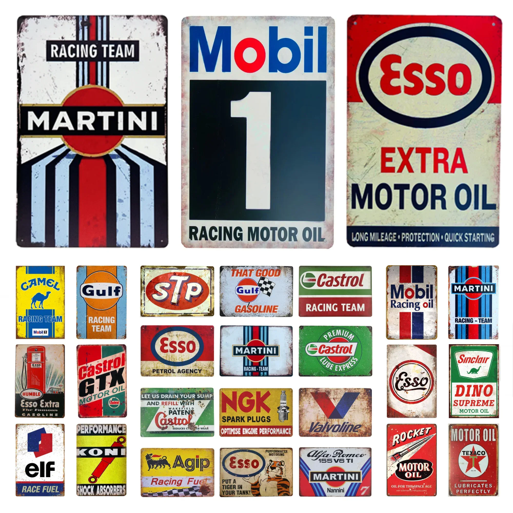 Vintage-Style Motor Oil Gas Si - مراجعة Interior Designer وسعره