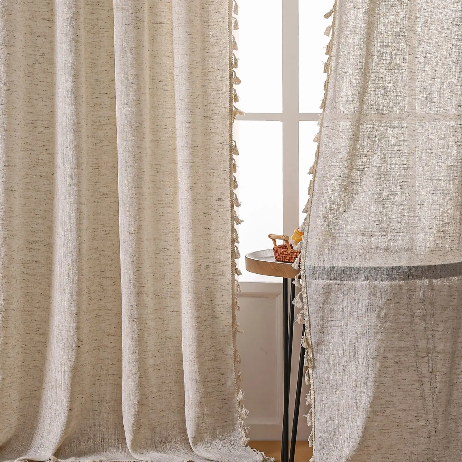 Boho Linen Semi Blackout Curta - مراجعة Linen Curtain Eyelet وسعره