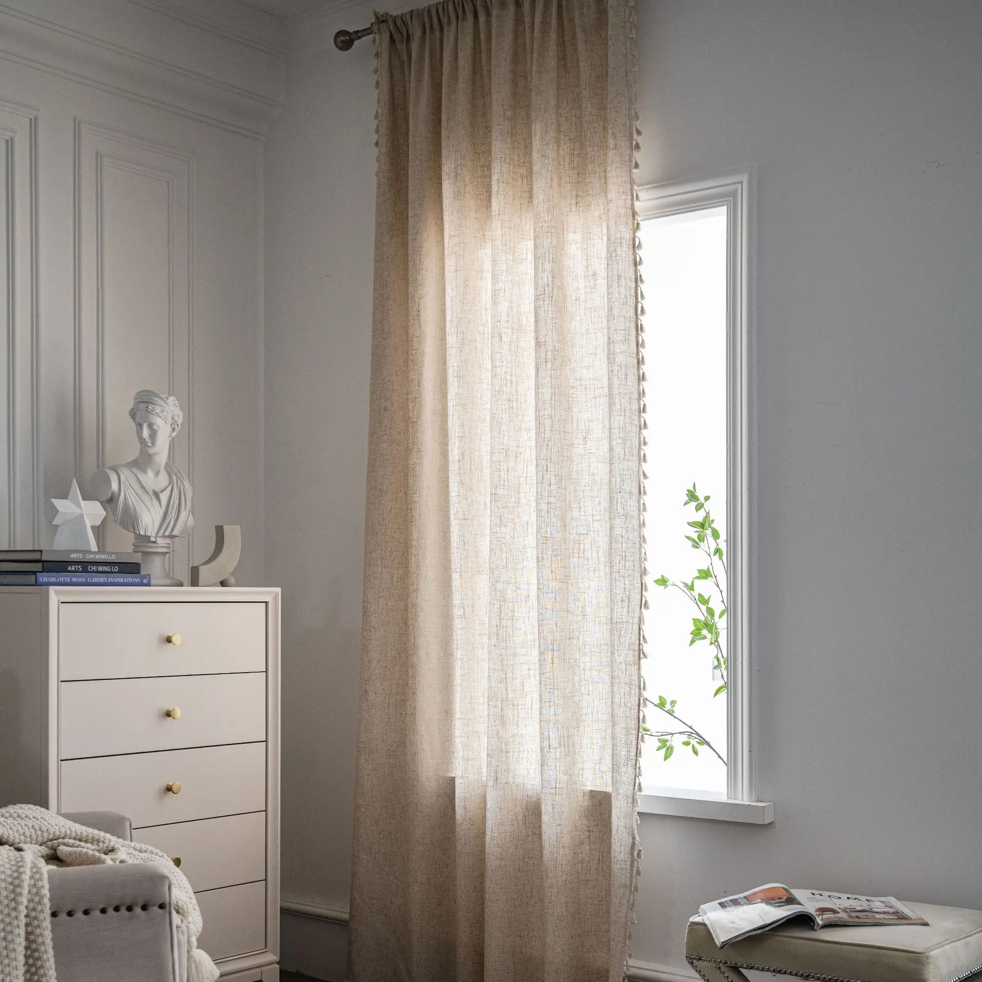 Boho Linen Semi Blackout Curta - مراجعة Linen Curtain Eyelet وسعره