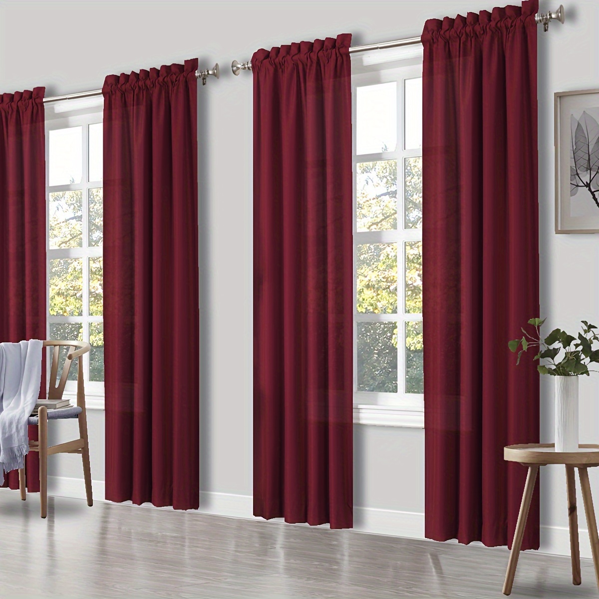 4 Panels Curtains, Solid Color - مراجعة Linen Curtain Eyelet وسعره