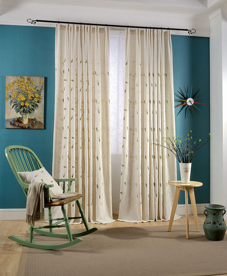 High Quality Linen Leaves Embr - مراجعة Linen Curtain Eyelet وسعره