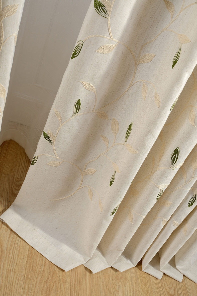 High Quality Linen Leaves Embr - مراجعة Linen Curtain Eyelet وسعره