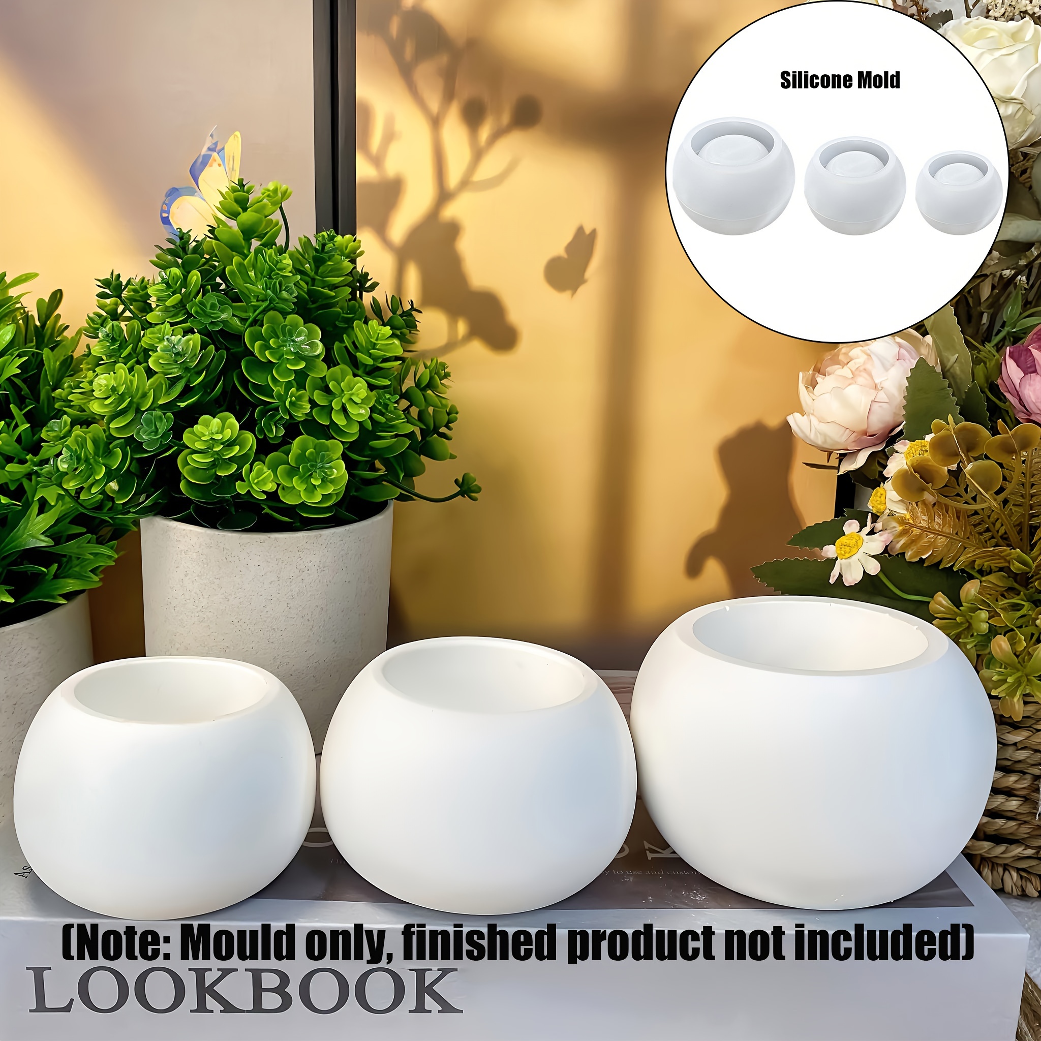 3pcs-Round Flower Pot Silicone - مراجعة Ceramic Candle Vessel وسعره