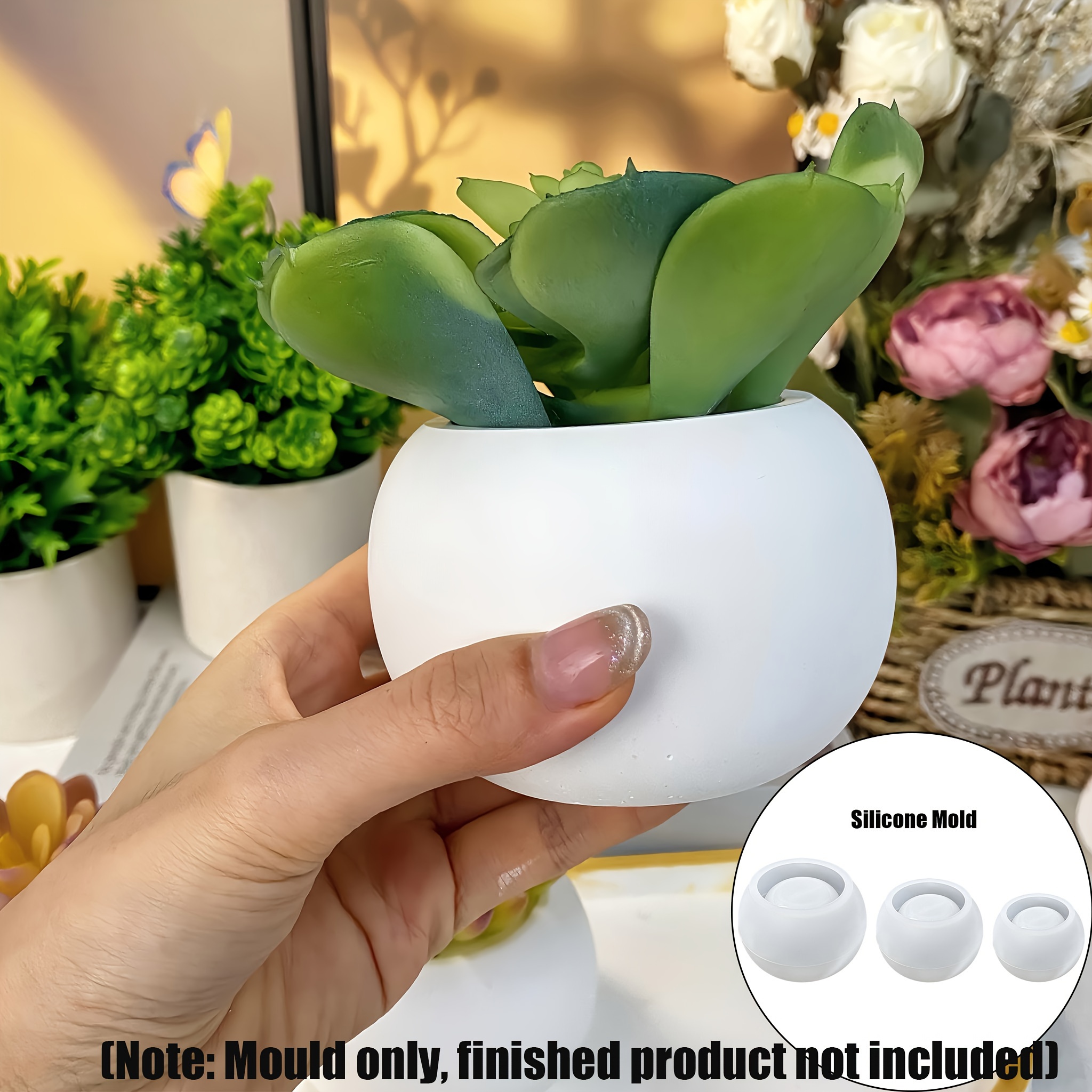 3pcs-Round Flower Pot Silicone - مراجعة Ceramic Candle Vessel وسعره