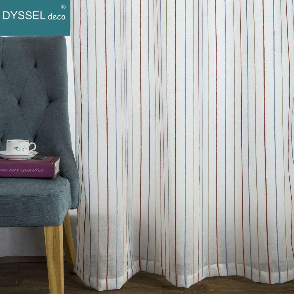 Modern White Striped Linen She - مراجعة Linen Curtain Eyelet وسعره