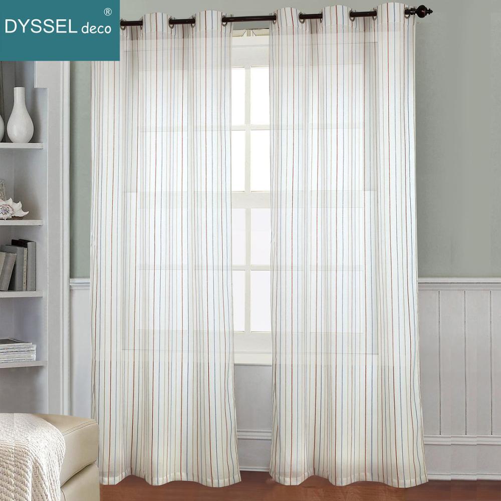 Modern White Striped Linen She - مراجعة Linen Curtain Eyelet وسعره