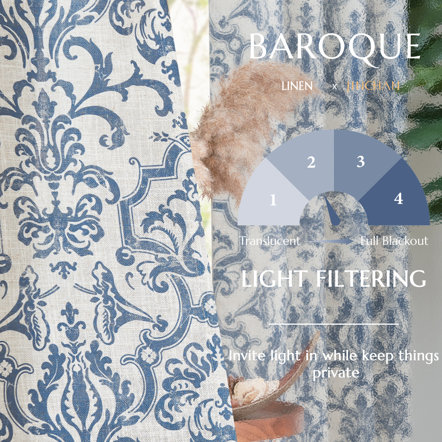 Jinchan Classic Baroque Floral - مراجعة Linen Curtain Eyelet وسعره