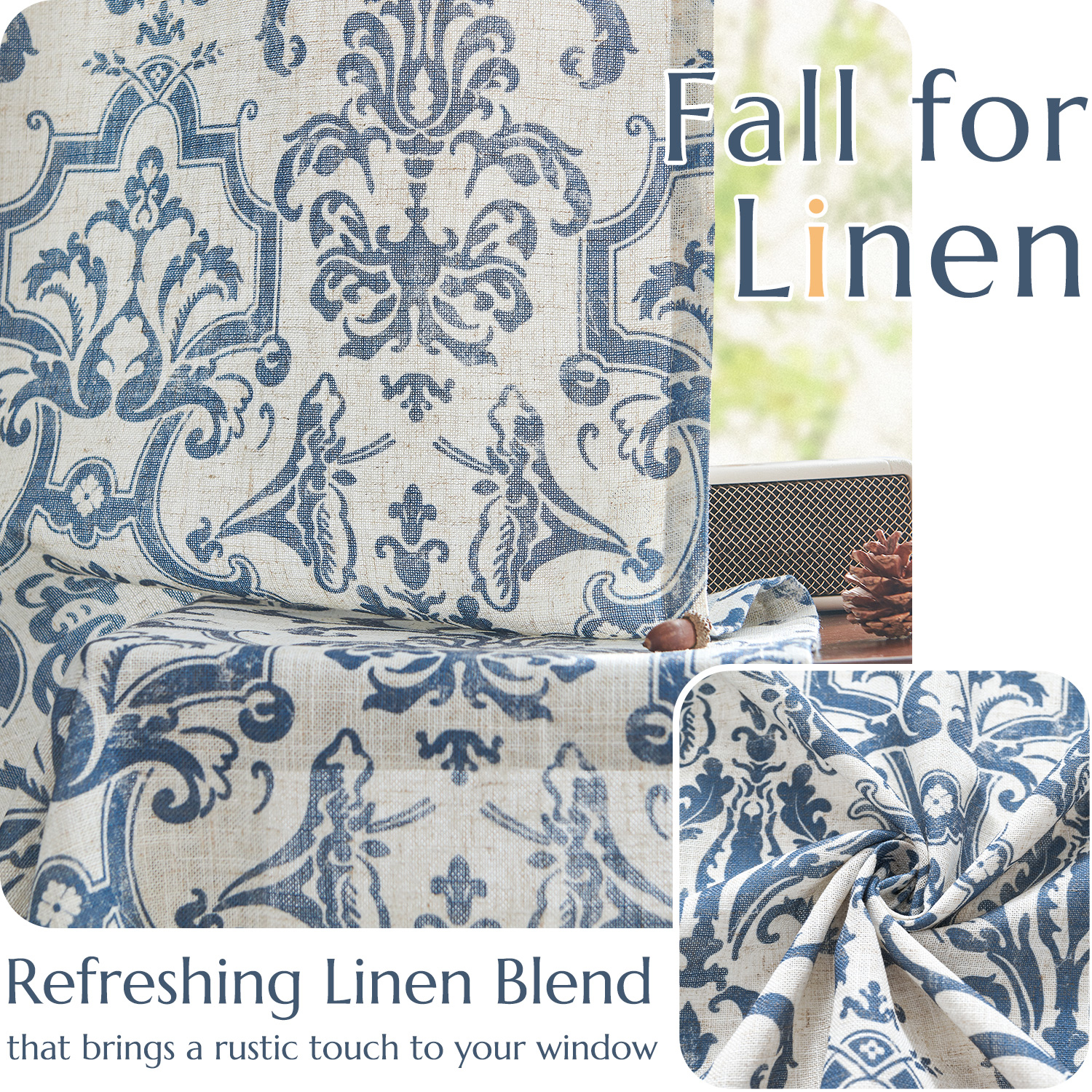 Jinchan Classic Baroque Floral - مراجعة Linen Curtain Eyelet وسعره