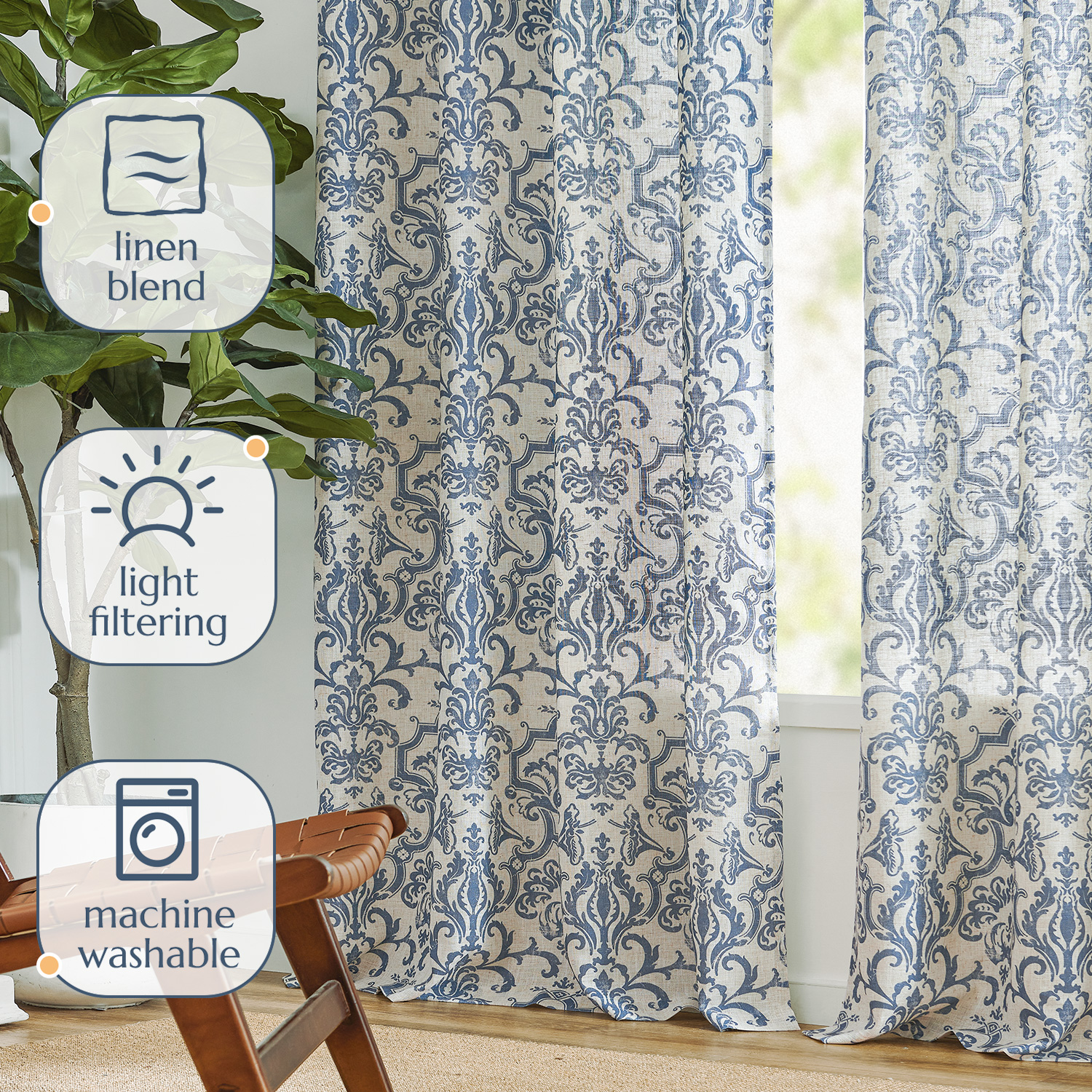 Jinchan Classic Baroque Floral - مراجعة Linen Curtain Eyelet وسعره