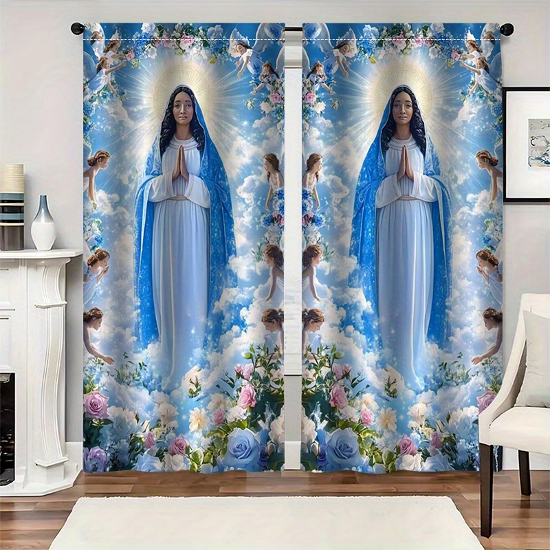 Virgin Mary Curtains Religious - مراجعة Interior Design Of Cafe وسعره