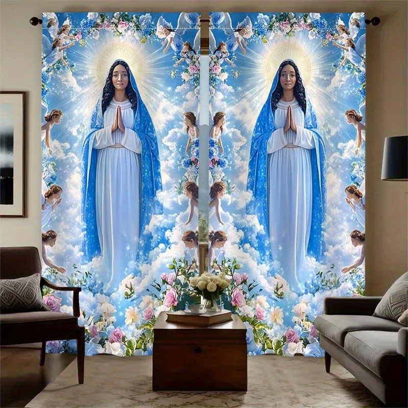 Virgin Mary Curtains Religious - مراجعة Interior Design Of Cafe وسعره