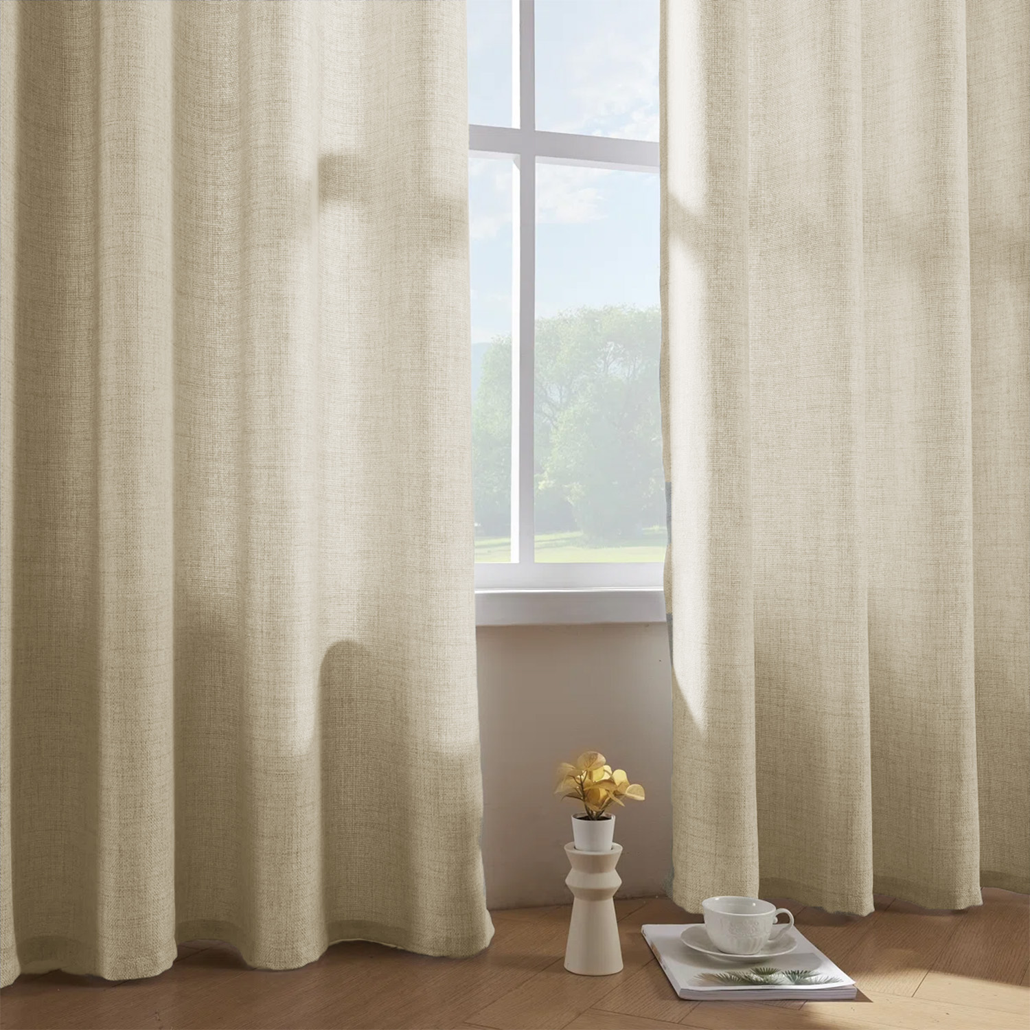 2 Pieces, Solid Color Bohemian - مراجعة Linen Curtain Eyelet وسعره