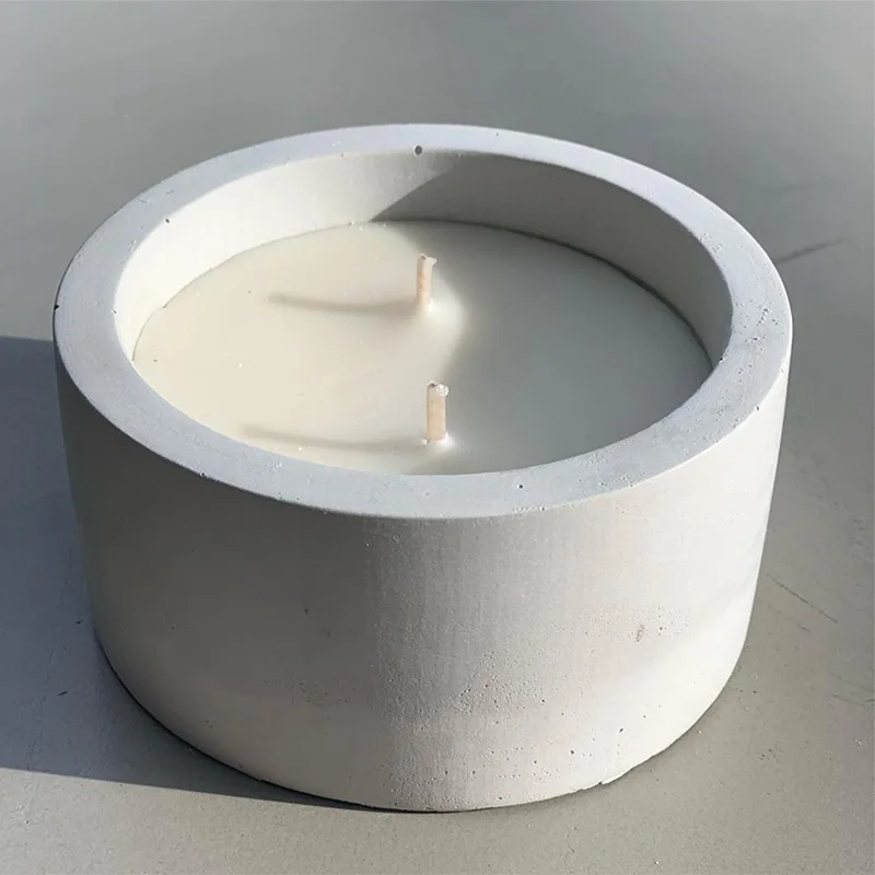 3 Sizes Round Cement Concrete  - مراجعة Ceramic Candle Vessel وسعره