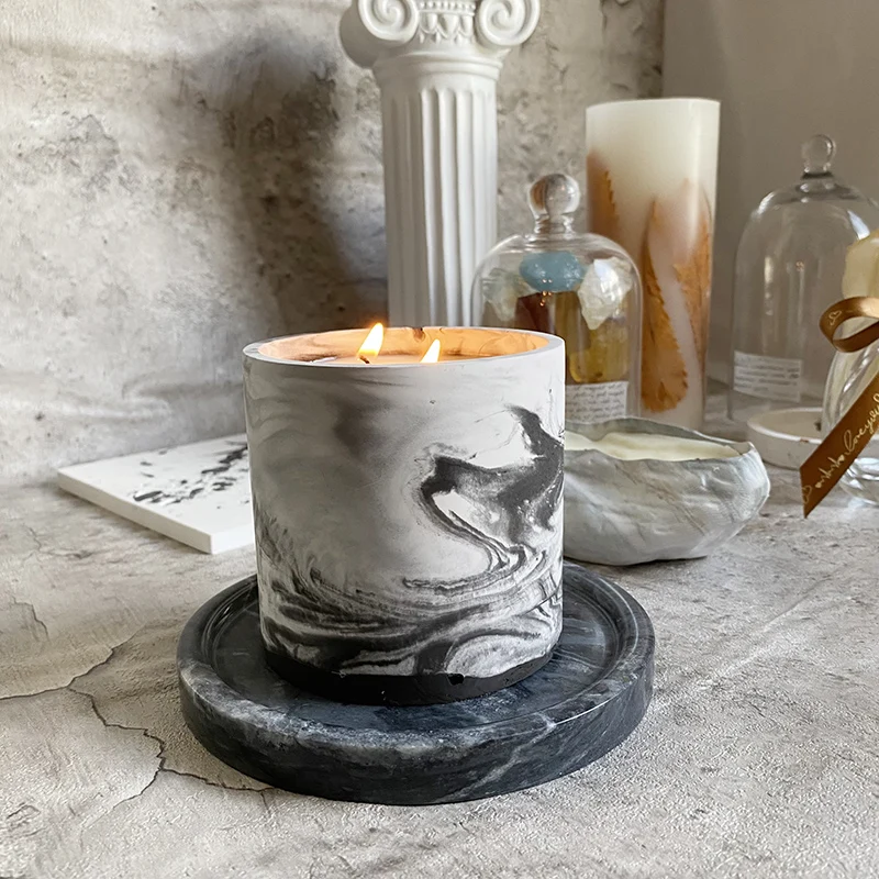 3 Sizes Round Cement Concrete  - مراجعة Ceramic Candle Vessel وسعره