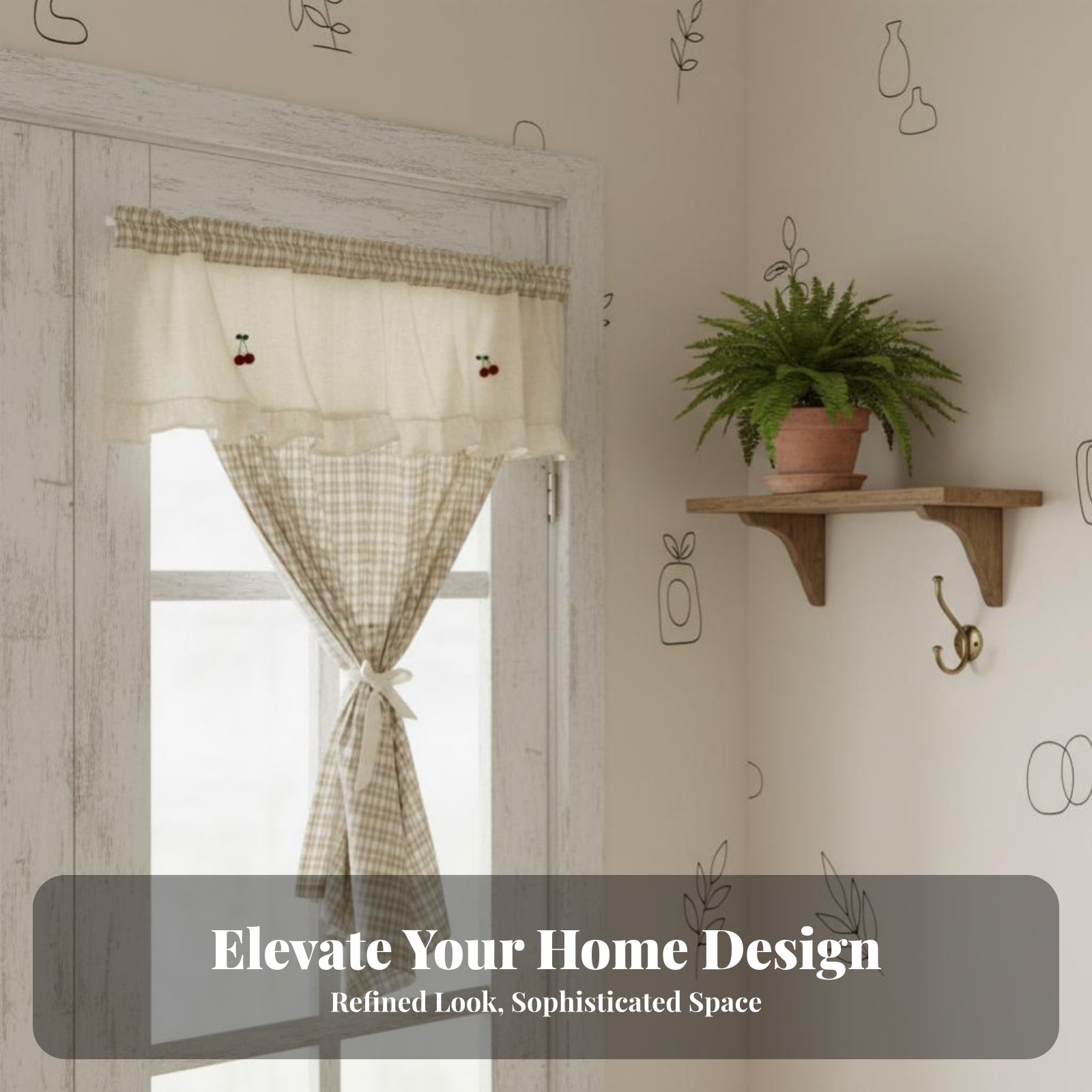 Plaid Cafe Curtain Privacy Scr - مراجعة Interior Design Of Cafe وسعره