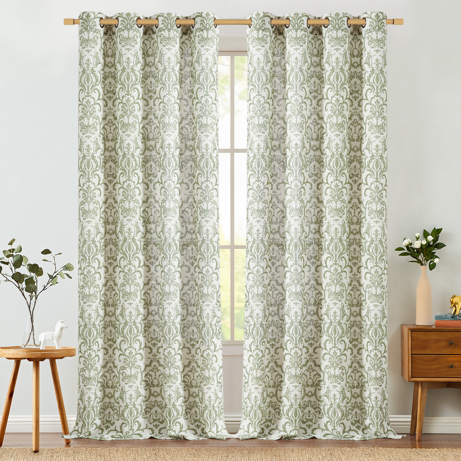 Jinchan Classic Baroque Floral - مراجعة Linen Curtain Eyelet وسعره